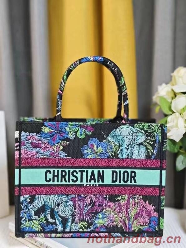 MEDIUM DIOR BOOK TOTE Blue Multicolor Toile de Jouy Voyage Embroidery M1296ZEU