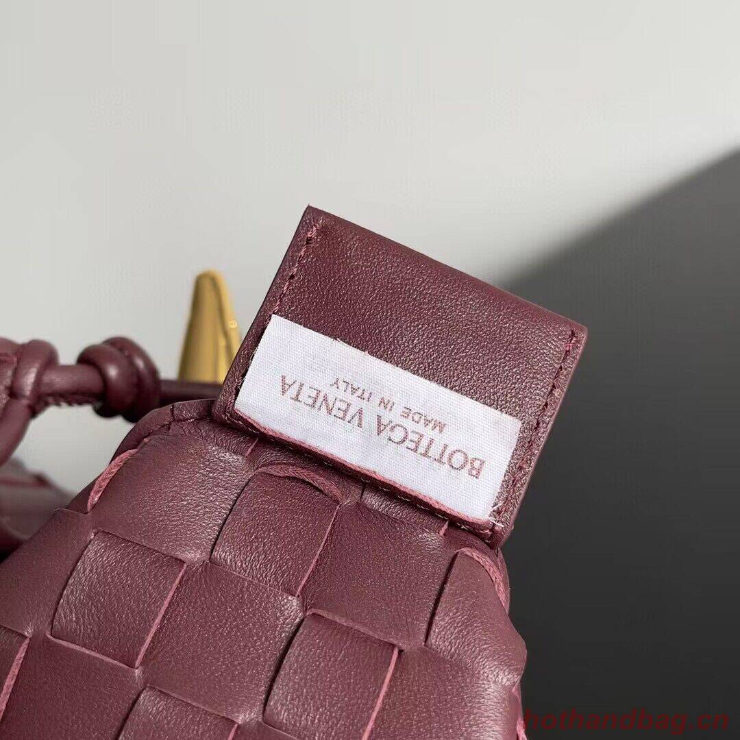 Bottega Veneta Sardine Intrecciato Gold Hardware Handle Bag 716082 Wine