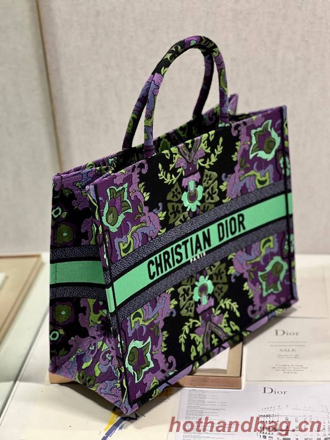 LARGE DIOR BOOK TOTE Multicolor Dior Indian Purple Embroidery M1286ZESK