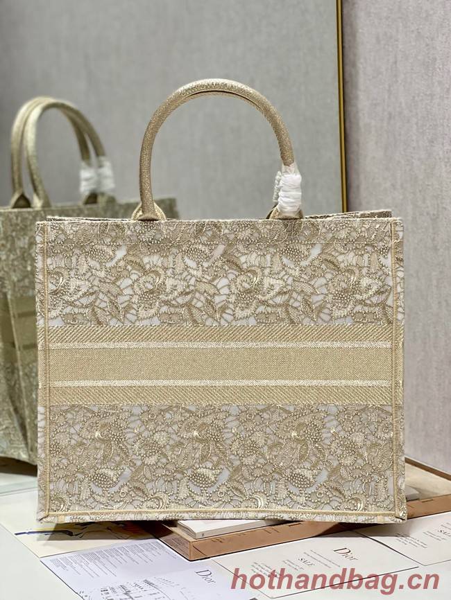 LARGE DIOR OR DIOR BOOK TOTE D-Lace Embroidery M1286ZTD-3