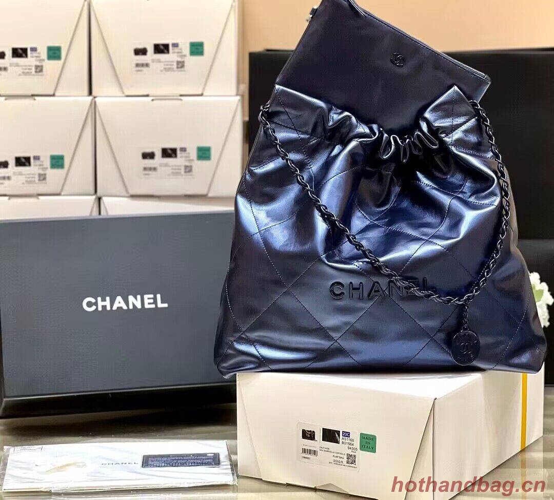 Chanel Calf leather shopping bag AS3261 Navy Blue