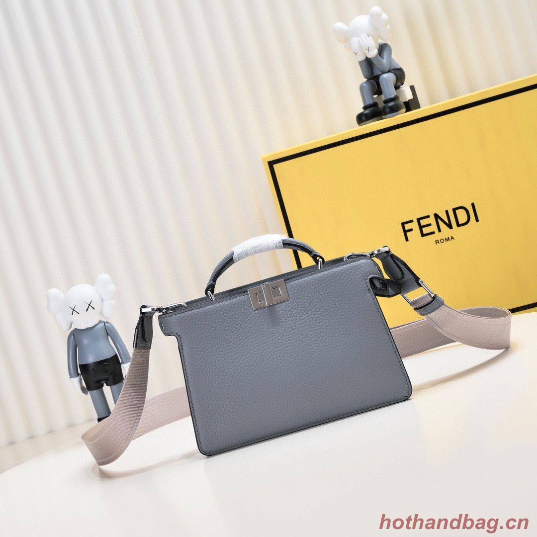 Fendi Peekaboo ISeeU XCross Small Original Leather Bag 2317 Light Gray