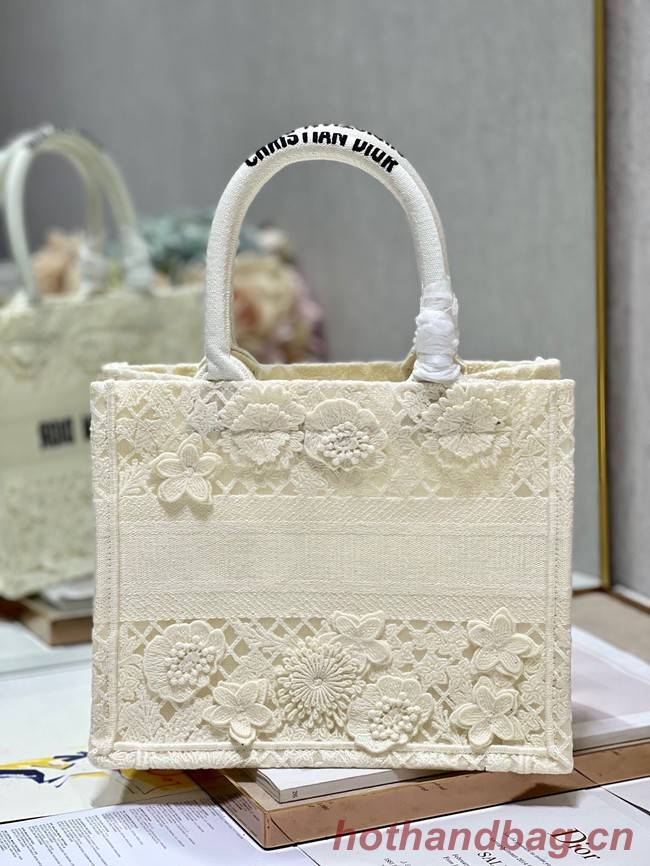 SMALL DIOR DIOR BOOK TOTE D-Lace Embroidery M1296ZRG-1