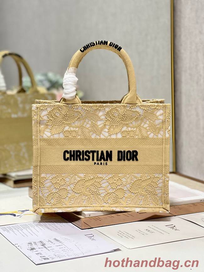 SMALL DIOR DIOR BOOK TOTE D-Lace Embroidery M1296ZRG-3