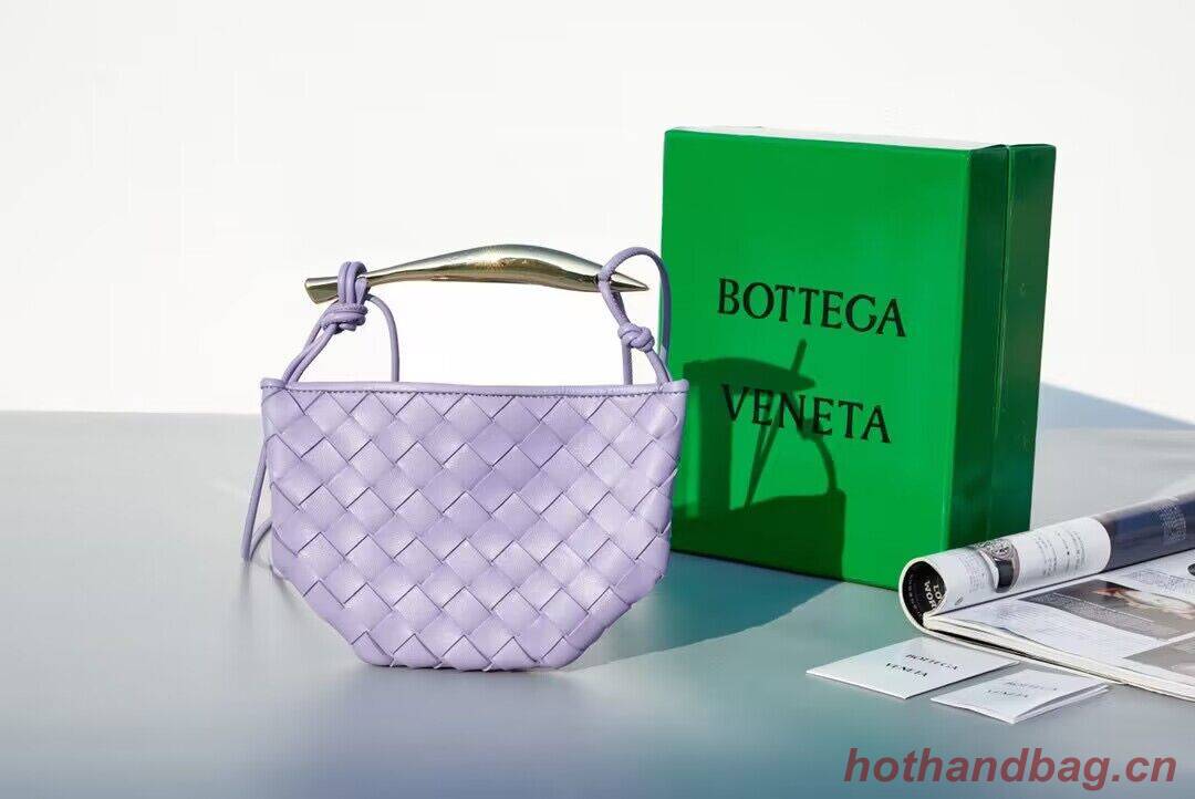 Bottega Veneta Sardine Intrecciato Gold Hardware Handle Bag 744267 Purple