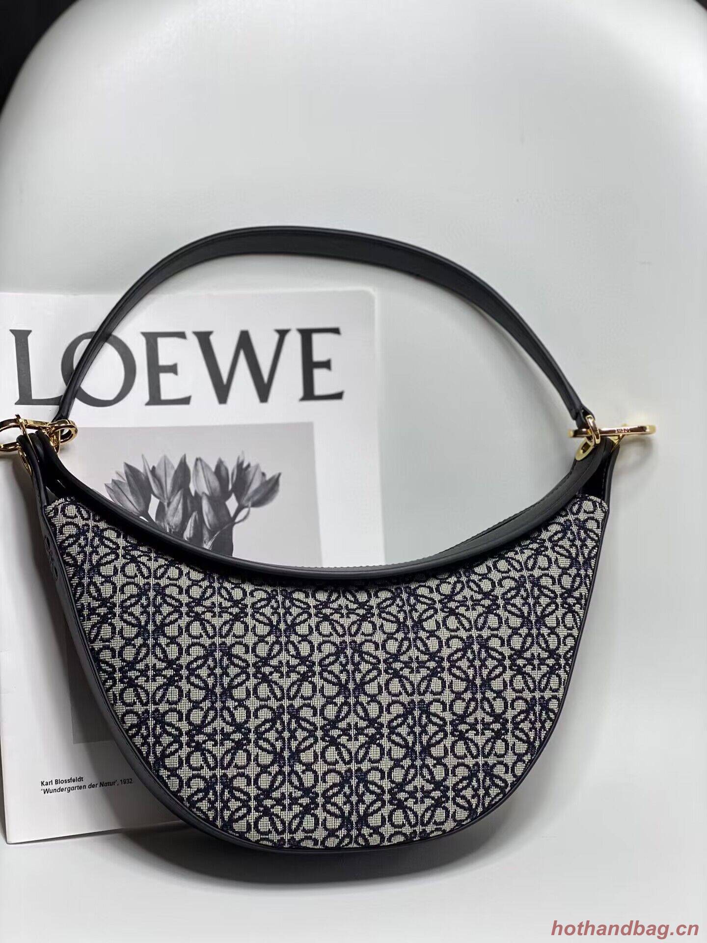 Loewe Original Leather Shoulder Handbag 3073 Black Embroidery