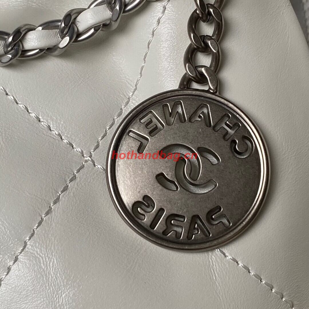 CHANEL 22 MINI HANDBAG AS3980 white & Silver Tone