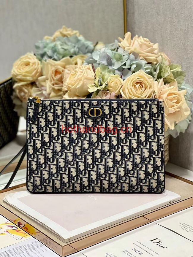 LARGE DIOR CARO DAILY POUCH Blue Dior Oblique Jacquard S5086UWHC