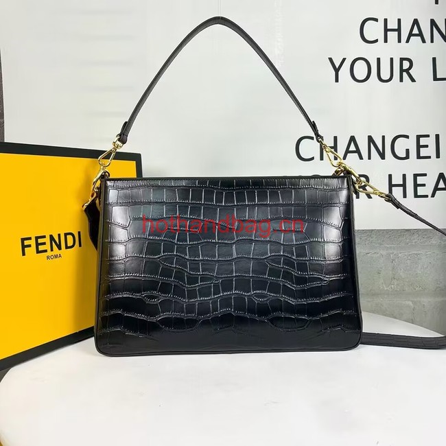 Fendi O Lock Zipper Crocodiles leather bag F1068 black