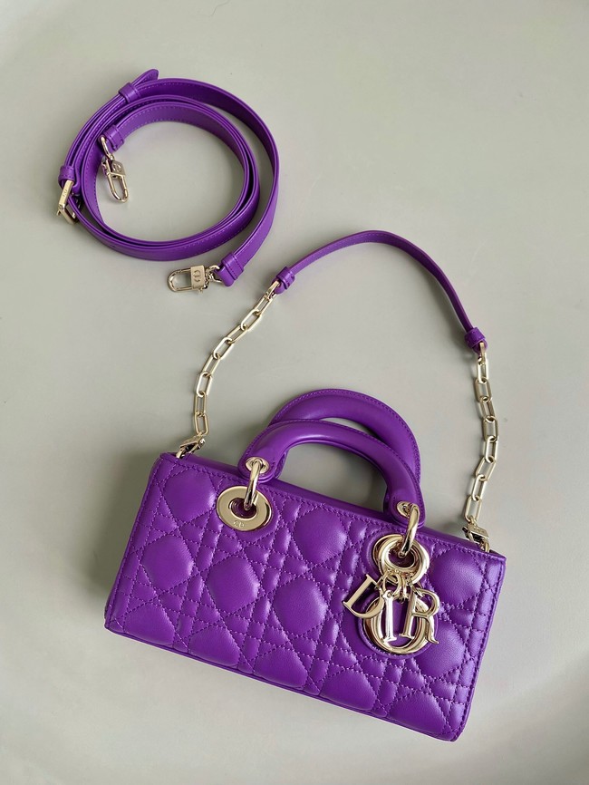 DIOR SMALL LADY D-JOY BAG Cannage Lambskin M0613ON Purple