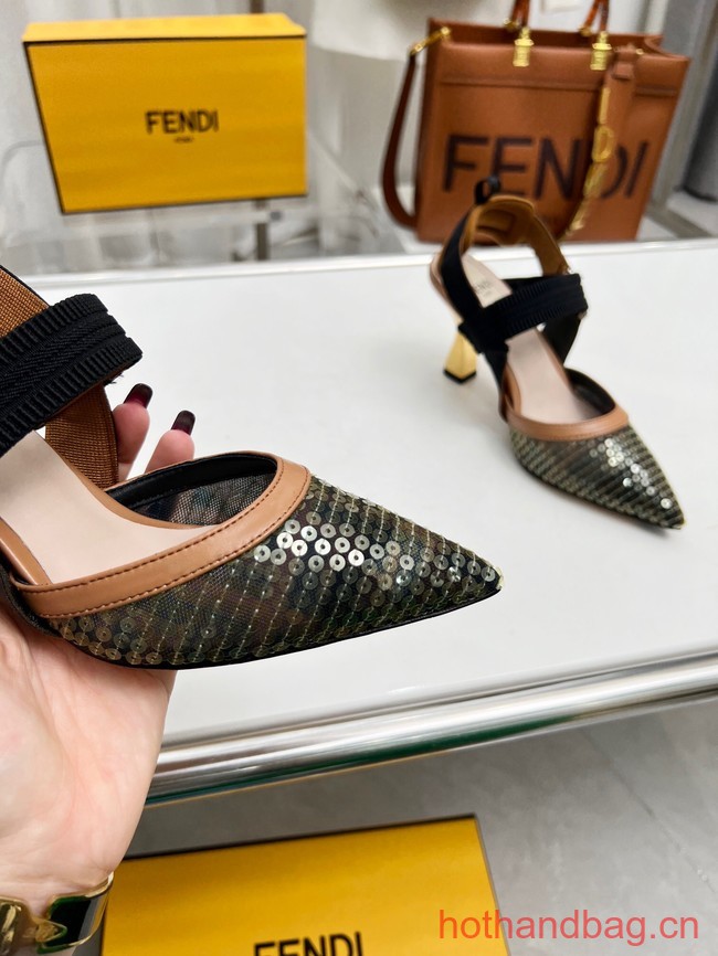 Fendi Colibri mesh high-heeled slingbacks 93616-4