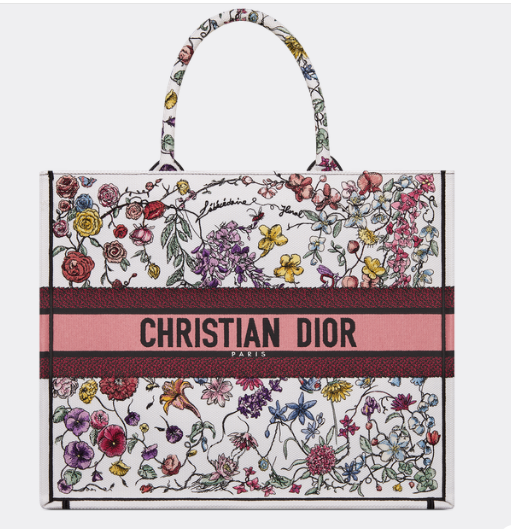 LARGE DIOR BOOK TOTE White Multicolor Florilegio Embroidery M1286ZEMF