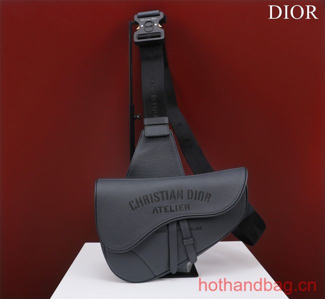 Dior Essentials SADDLE BAG Grained Calfskin 1ADPO093f-1 dark gray