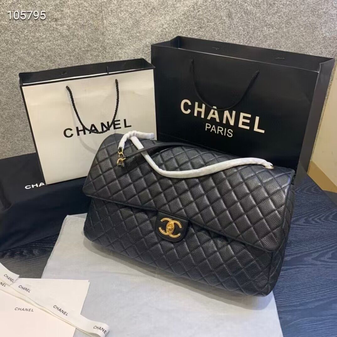 Chanel Large CF Flap Bag Original Leather A91169 Black & Gold Tone