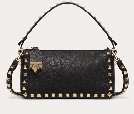 VALENTINO Rockstud small grain calfskin messenger bag YS097 black