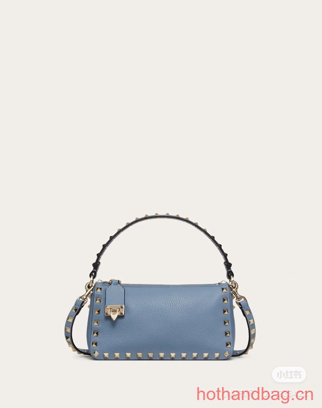 VALENTINO Rockstud small grain calfskin messenger bag YS097 sky blue