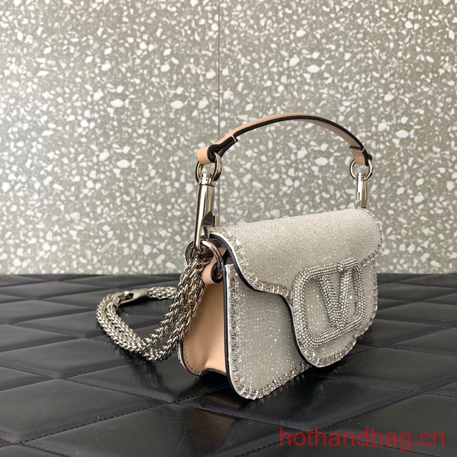 VALENTINO V-logo MINI LOCO bag beads 5032C white