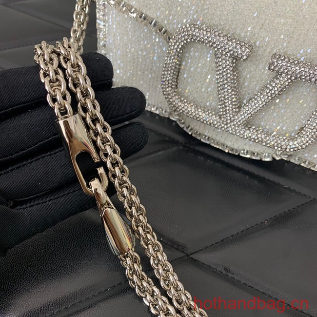 VALENTINO V-logo MINI LOCO bag beads 5032C white