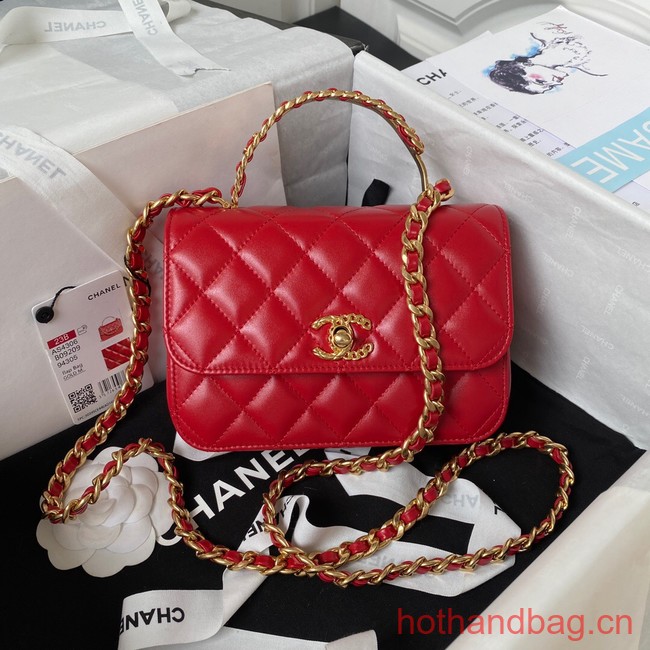 Chanel SMALL FLAP BAG WITH TOP HANDLE AS4306 red