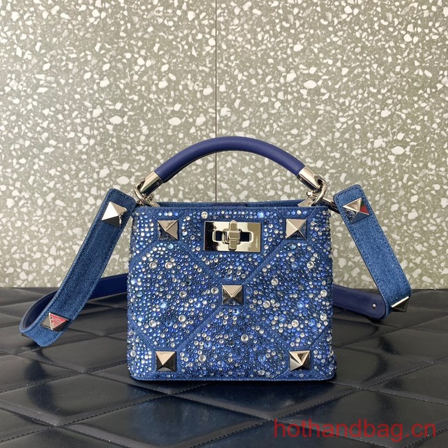 Medium VALENTINO ROMAN STUD chain Denim 0093 blue