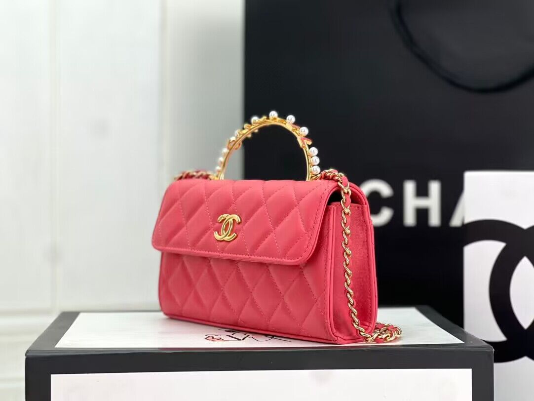 CHANEL 22B Kelly Pearl Top Handle Bag AP3562 Pink