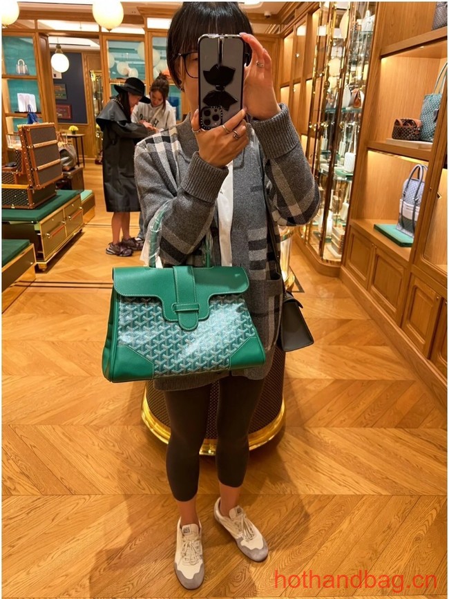 Goyard Calfskin Leather Tote Bag 20300 green