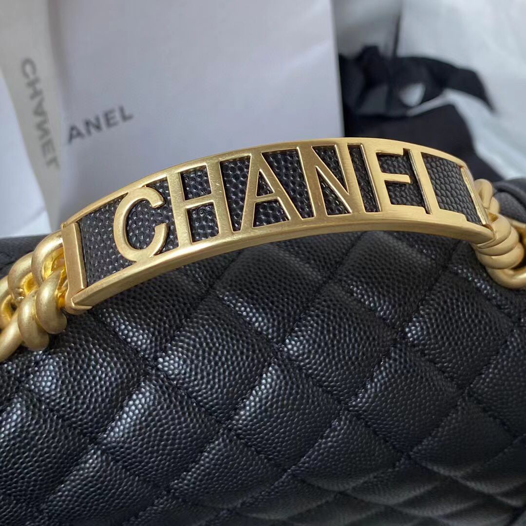  Chanel Le Boy 23 Flap Bag Original Caviar Leather A94805 Black & Gold-Tone