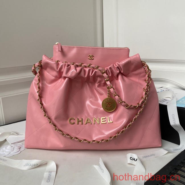 CHANEL 22 HANDBAG Calfskin & Gold-Tone Metal AS3261 pink