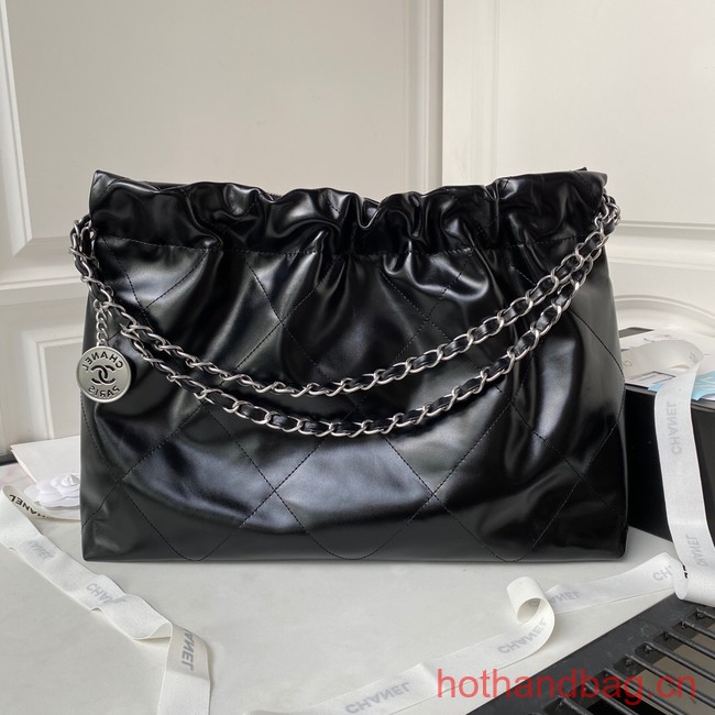 CHANEL 22 HANDBAG Calfskin & Guns-Tone Metal AS3261 black 