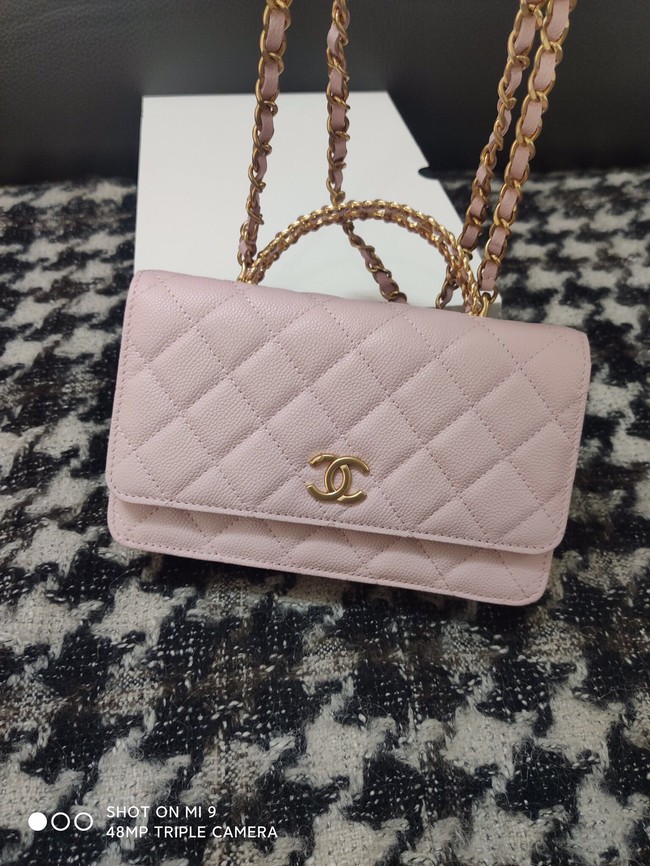 Chanel FLAP PHONE HOLDER WITH CHAIN AP3575 PINK