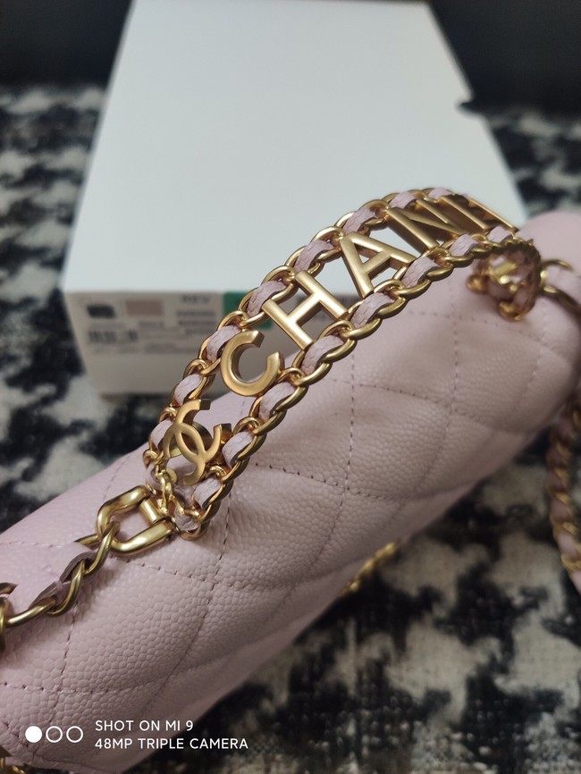 Chanel FLAP PHONE HOLDER WITH CHAIN AP3575 PINK