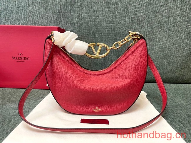 VALENTINO Vlogo Moon small leather HOBO bag chain N08J red