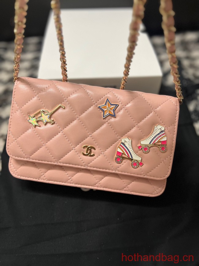 Chanel CLASSIC WALLET ON CHAIN AP0250 pink