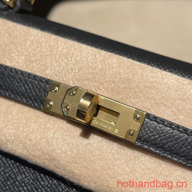 Hermes original Kelly Epsom Leather KL25 black