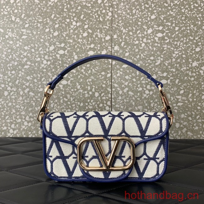 VALENTINO V logo MINI LOCO sheepskin and fabric bags B0L97 Blue