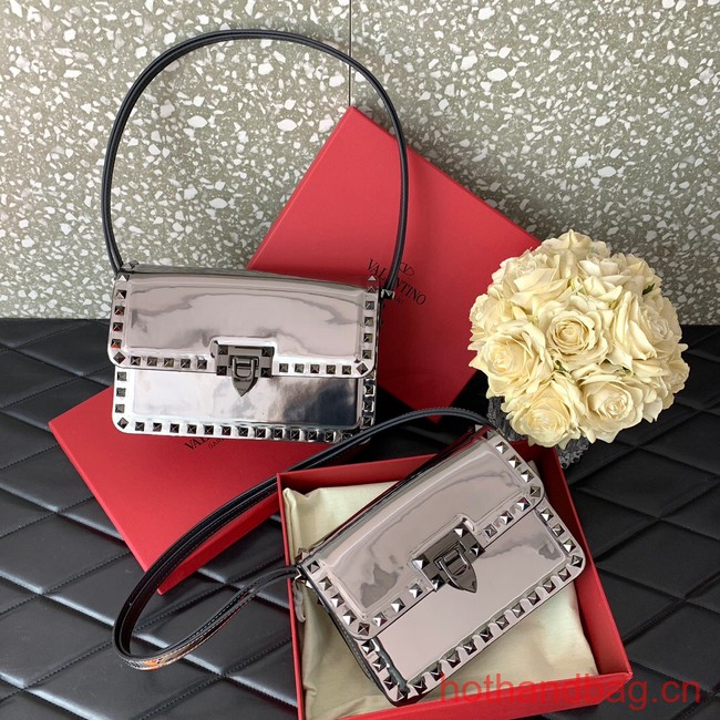 VALENTINO GARAVANI ROCKSTUD23 calfskin bag AZS098 silver&gray