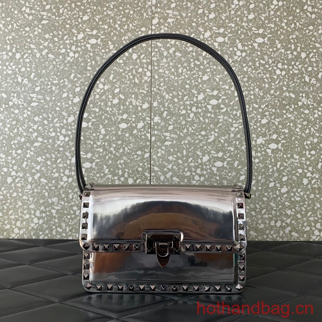 VALENTINO GARAVANI ROCKSTUD23 calfskin bag AZS098 silver&gray