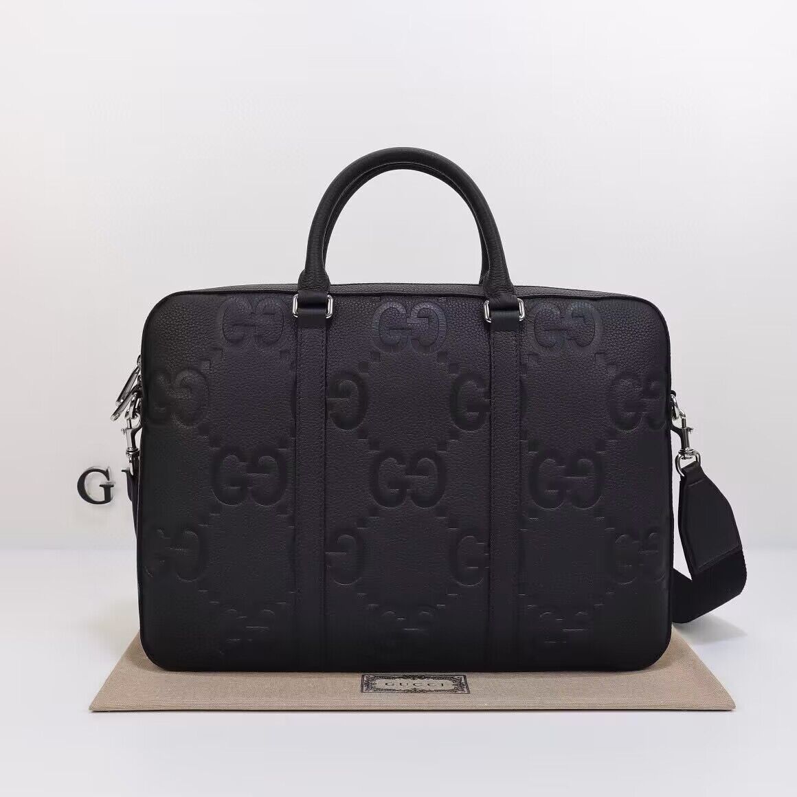 Gucci Jumbo GG Leather Briefcase 658573 Black 