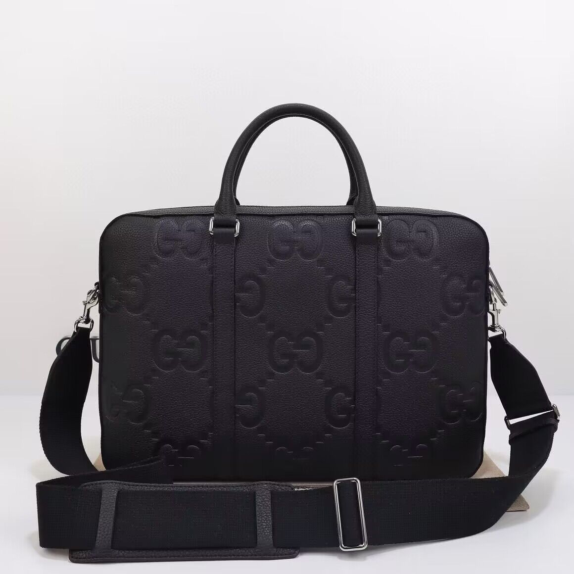 Gucci Jumbo GG Leather Briefcase 658573 Black 