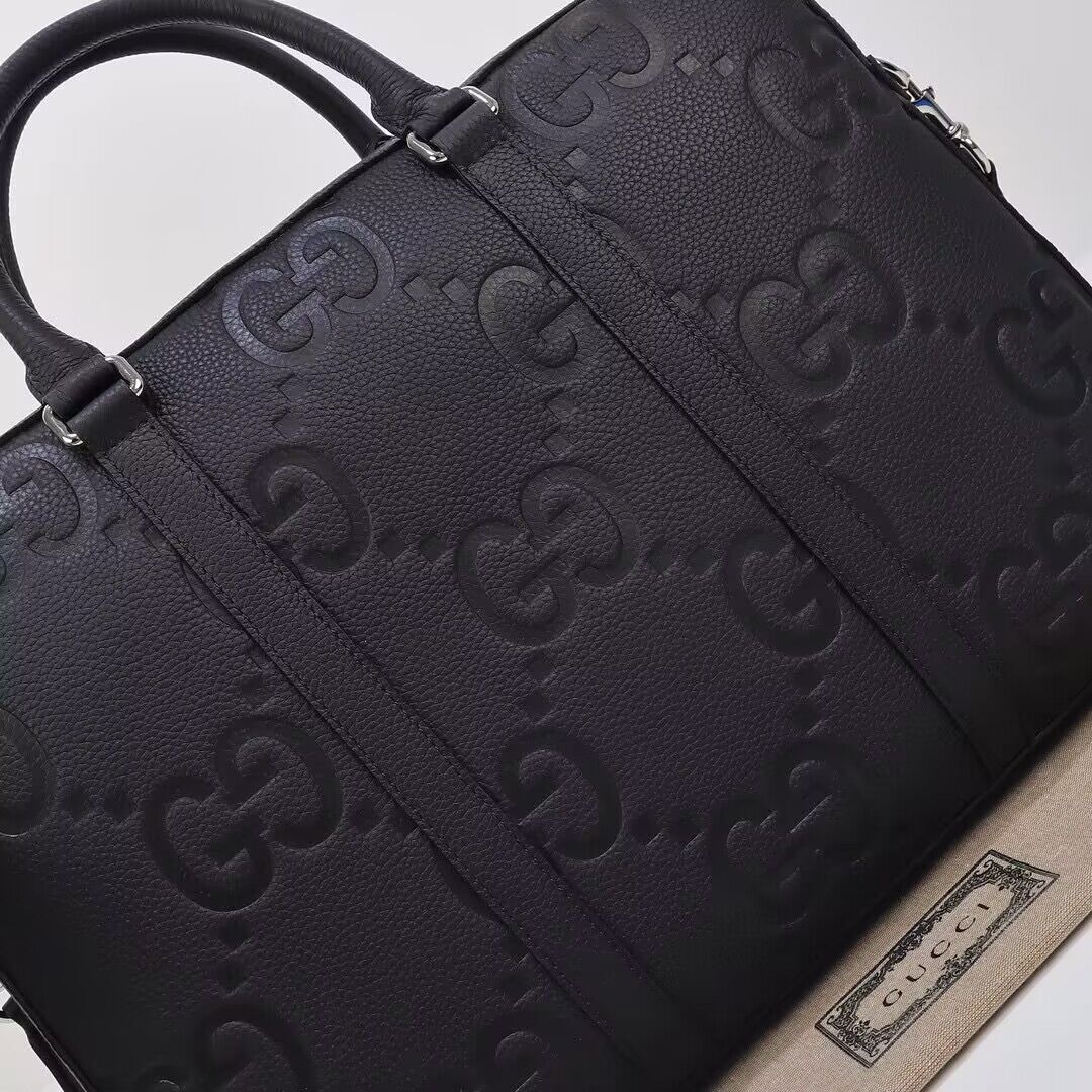 Gucci Jumbo GG Leather Briefcase 658573 Black 