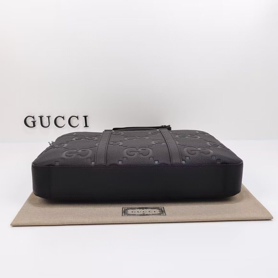 Gucci Jumbo GG Leather Briefcase 658573 Black 