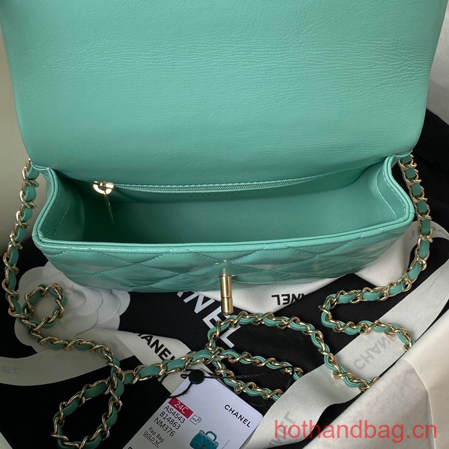 Chanel small flap bag with top handle AS4543 green