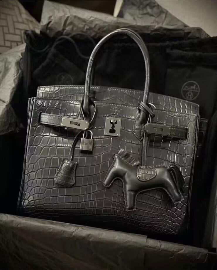 Hermes Birkin 30CM Original Crocodile Leather Bag BK30 Black