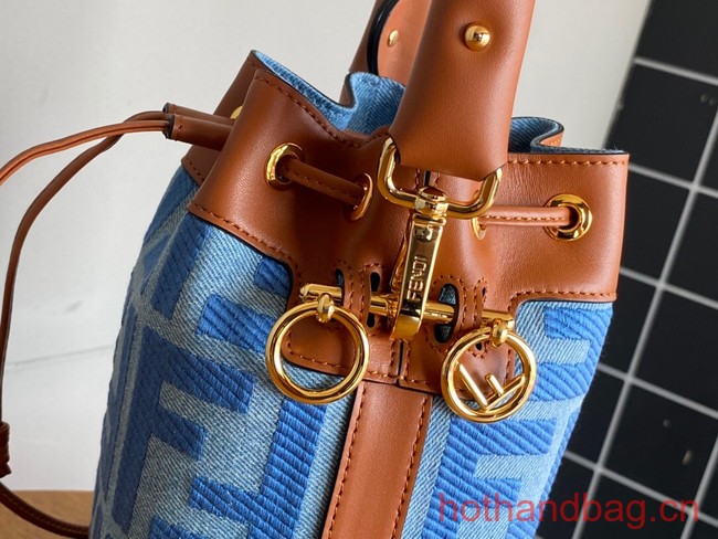 Fendi Mon Tresor fabric mini bag with FF motif 0111 blue