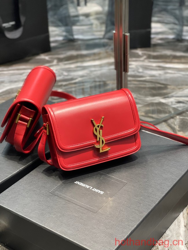 SAINT LAURENT SOLFERINO SMALL SATCHEL IN BOX LEATHER 634306 RED