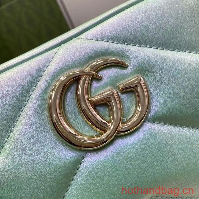 Gucci GG MARMONT SMALL SHOULDER BAG 447632 green iridescent quilted chevron leather