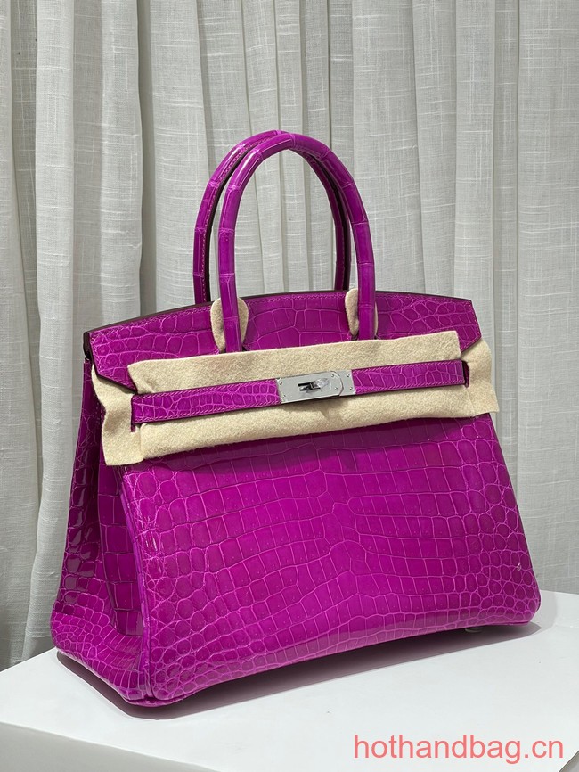 Hermes Birkin 30CM Original Crocodile Leather Bag 5530 Fuchsia