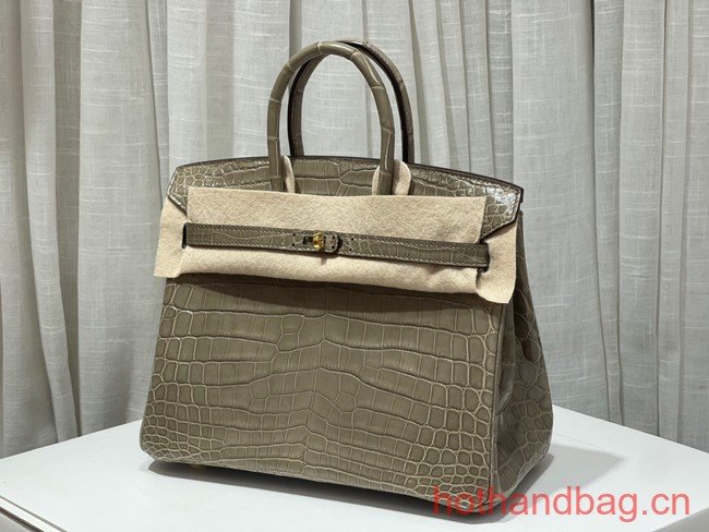 Hermes Birkin 30CM Original Crocodile Leather Bag 5530 gray