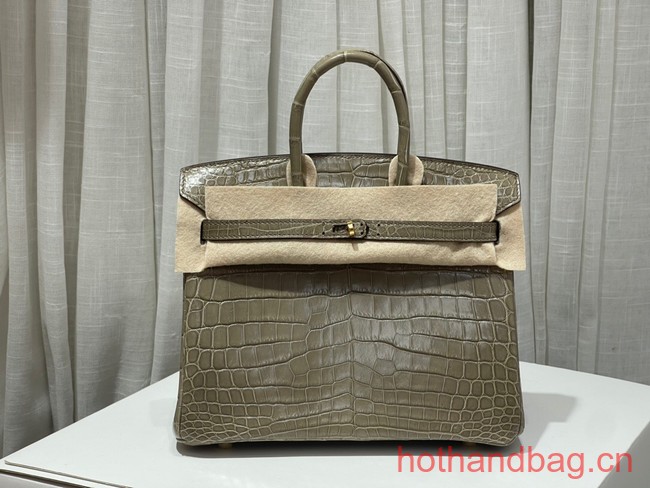 Hermes Birkin 30CM Original Crocodile Leather Bag 5530 gray