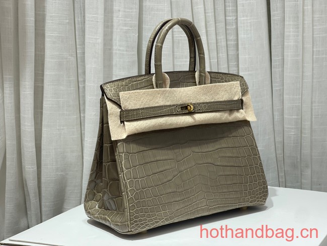 Hermes Birkin 30CM Original Crocodile Leather Bag 5530 gray